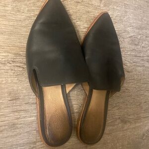 Madewell Black Leather Gemma Mules Slides Flats Pointed 7 1/2